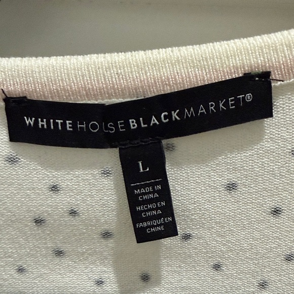 White House Black Market Ivory Cardigan with Black Dots Size large - Picture 2 of 8